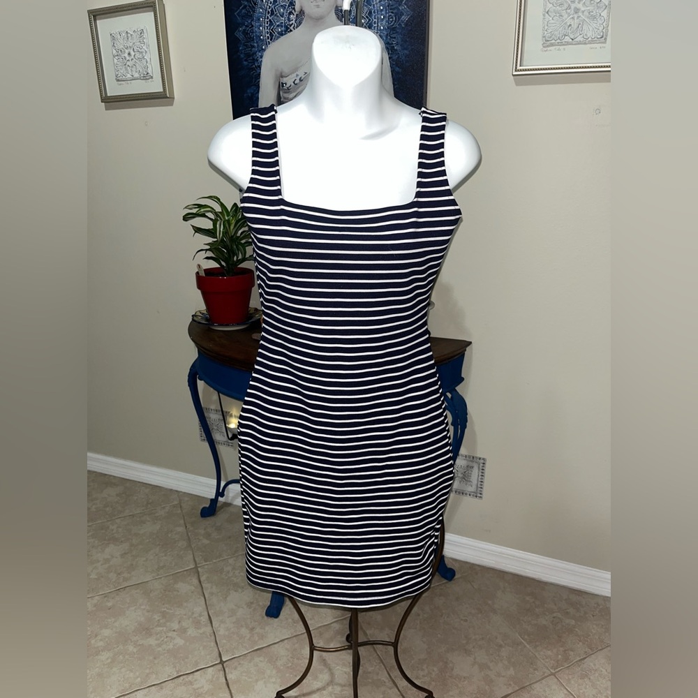 Lovely Day Blue & White Striped Bodycon Dress - M